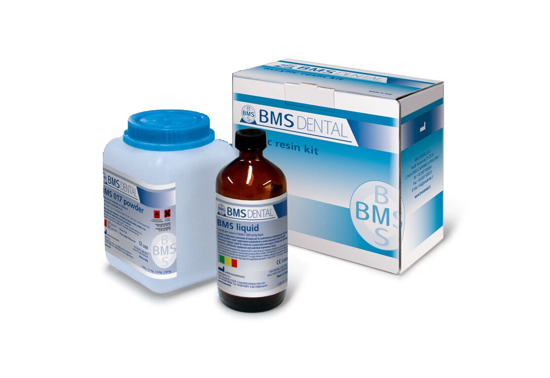 BMS Dental пластмаса 017 Resin for trays self curing 500g+250ml, синя