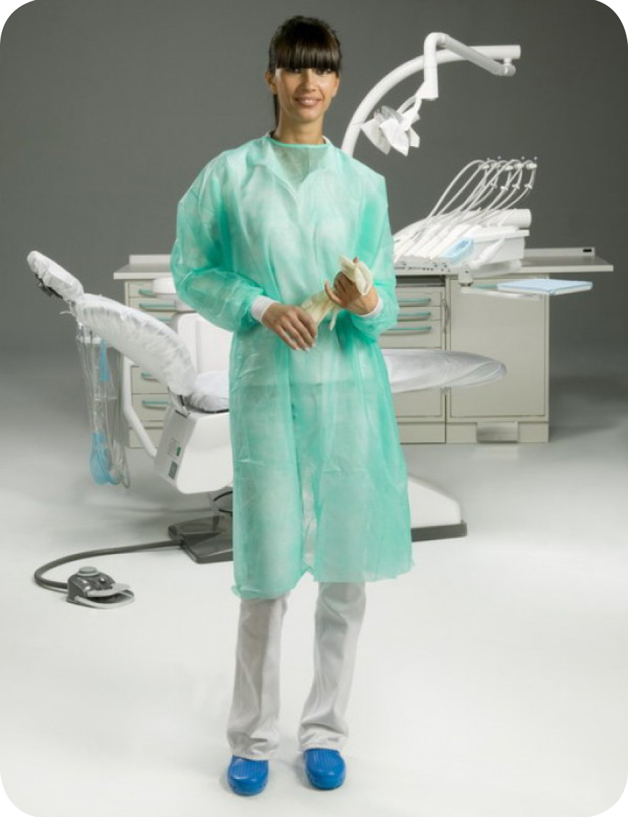 Omnia стерилен халат  зелен с маншети