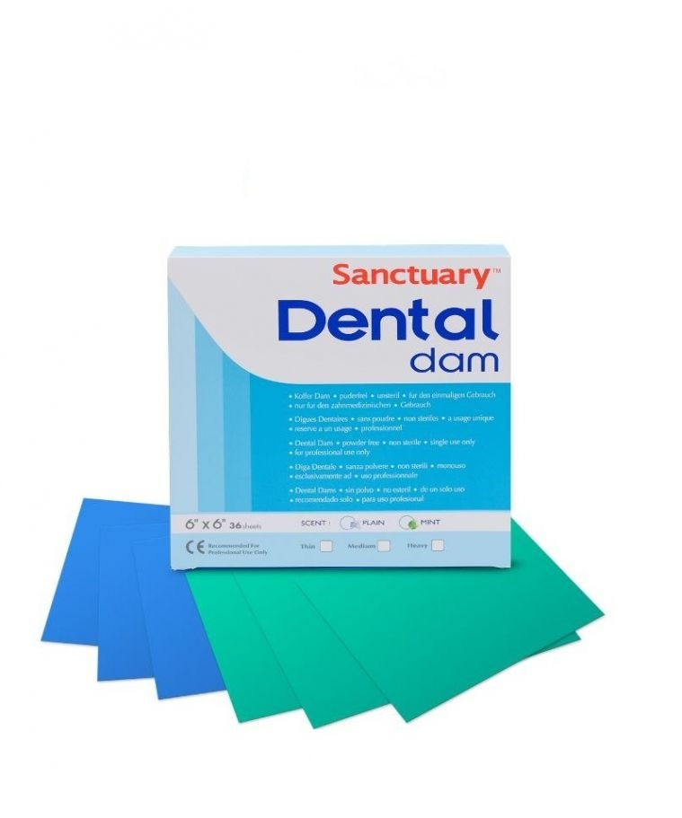 Sanctuary платна за кофердам Medium Син, размер 6x6 инча   36 бр.