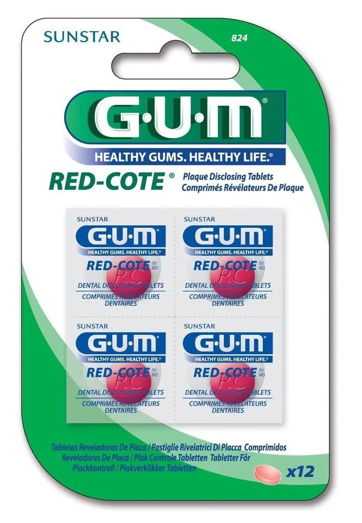 Gum Таблетки Red-Cote за оцветяване на зъбна плака, 12 бр.