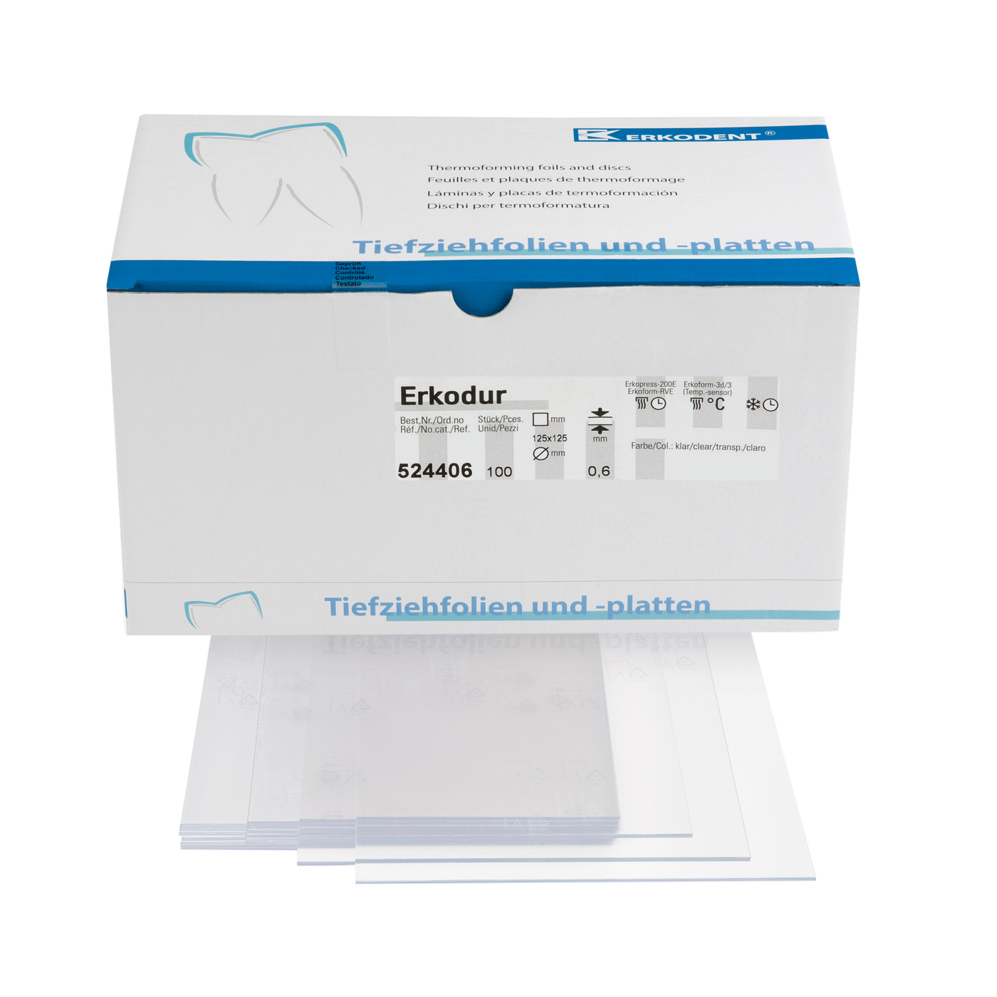 Erkodent фолио квадратно Erkodur 125x125/0.60мм  20 бр.