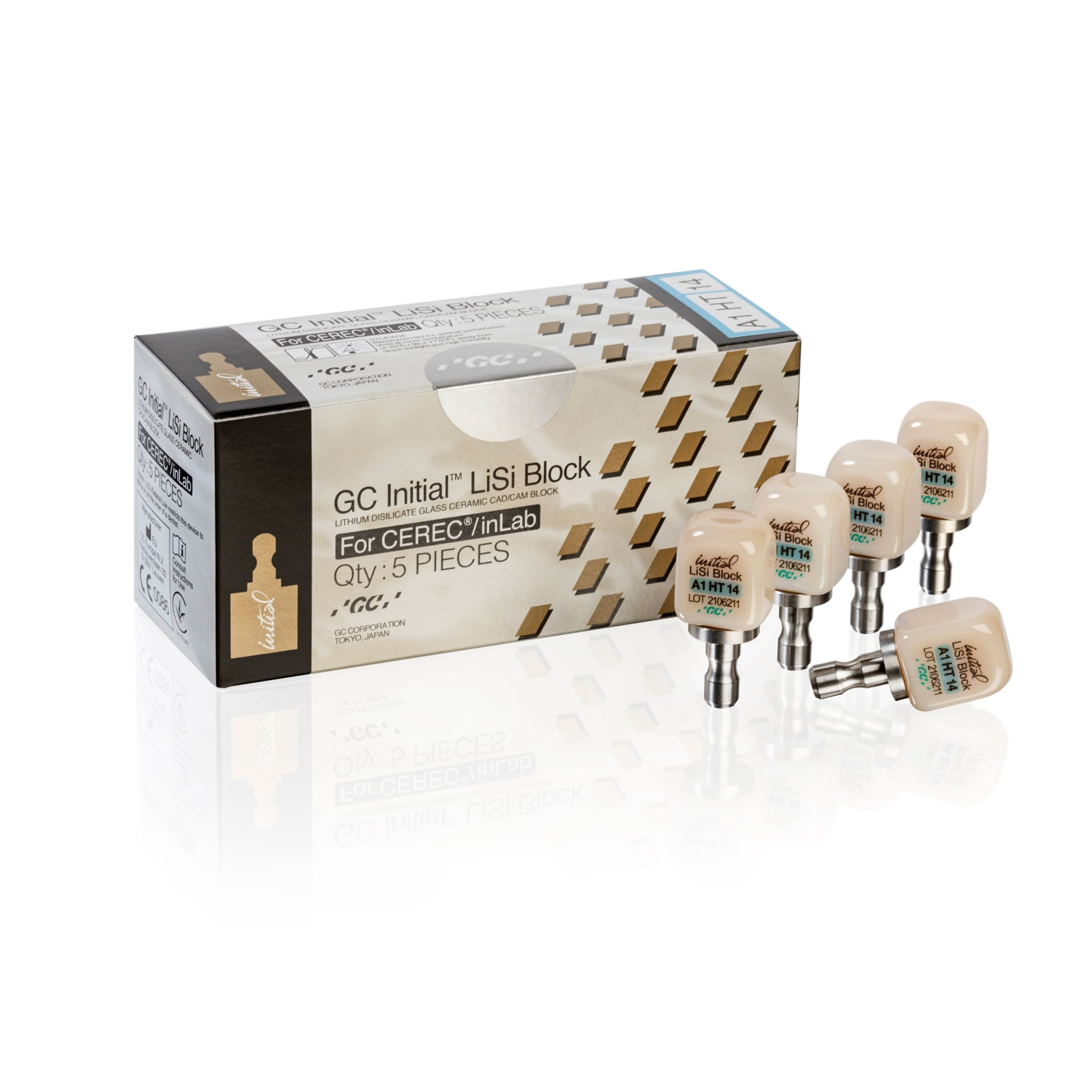 GC керамика GC Initial LiSi Block, CEREC, Size 14 A2 LT, 5бр