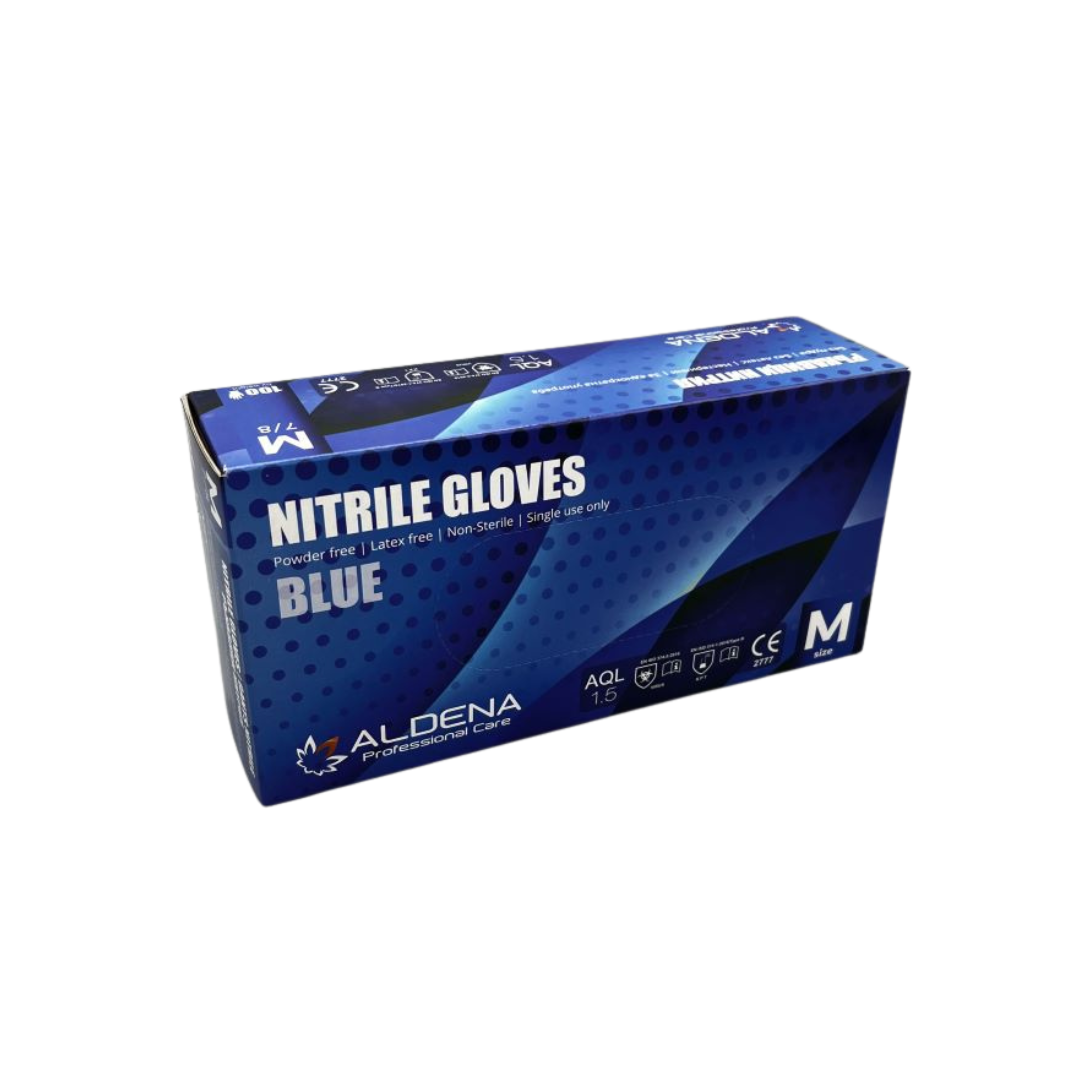 ALDENA ръкавици за преглед нитрил M, 100бр., цвят: индиго